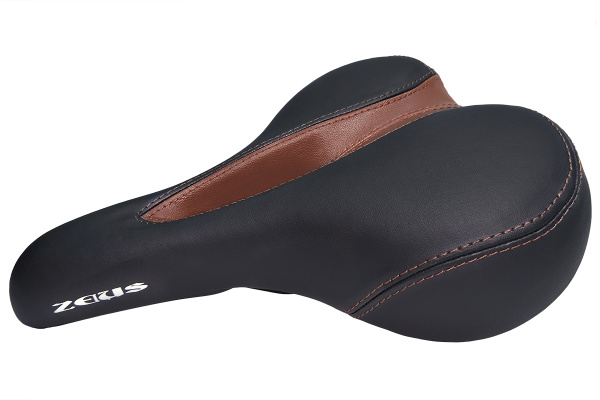 Седло ZEUS Z-8003City Bike 255x200mm,рельсы сталь,анатомическое,с вырезом,черное,423гр